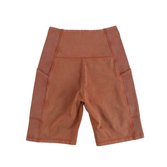 OFFLINE Womens Rib Inset Athletic Workout Shorts, Orange, SAM - Picture 2 of 2